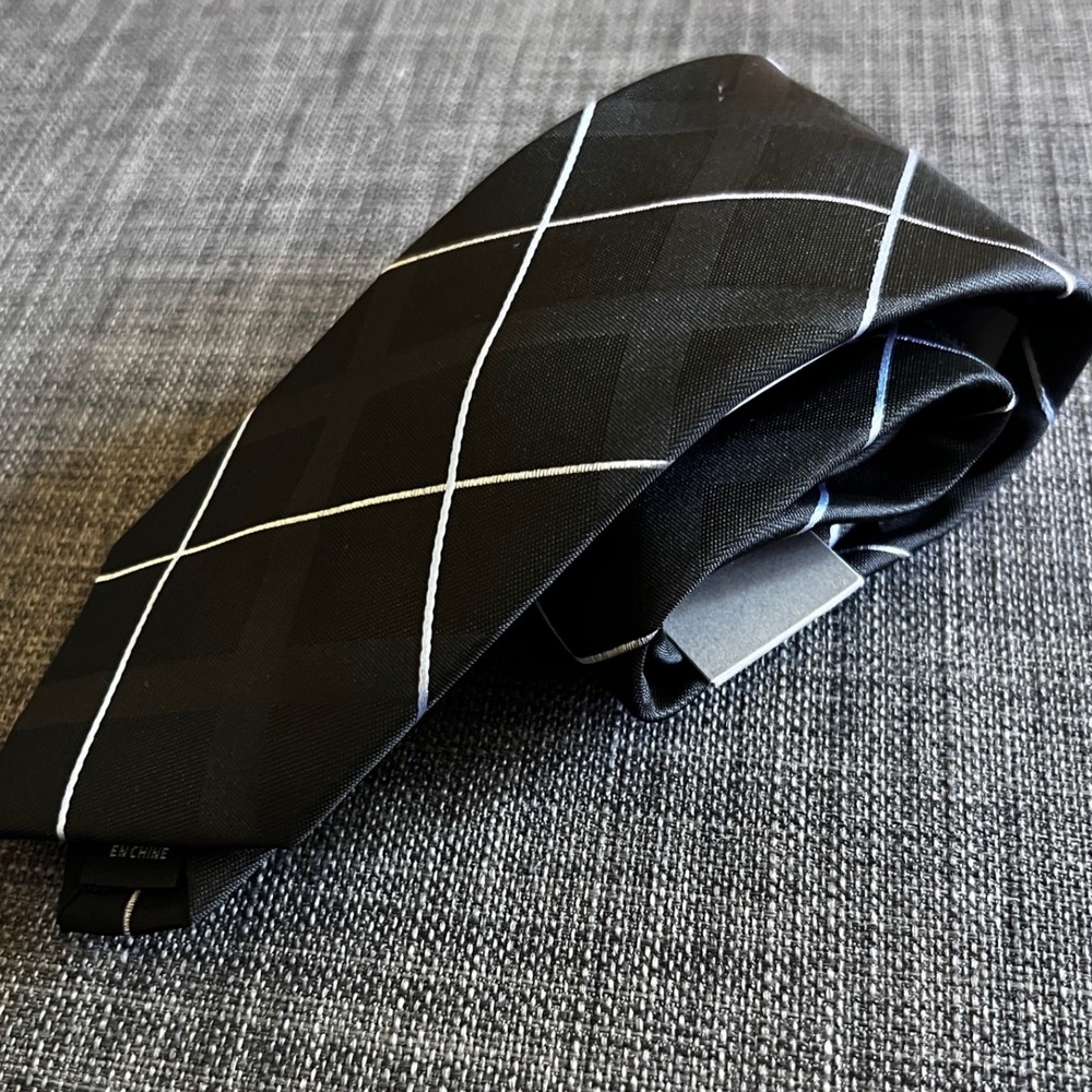 Michael Kors Black Grid Pattern Tie Silk Blend Menswear Formal 0331 $69.50‎